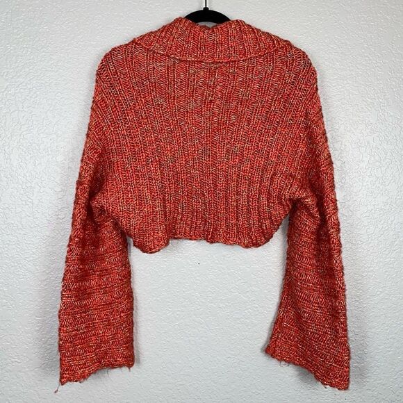 Bebe Wool Blend Open Front Collared Long Sleeve Knit Cropped Cardigan Sweater L - Picture 5 of 9